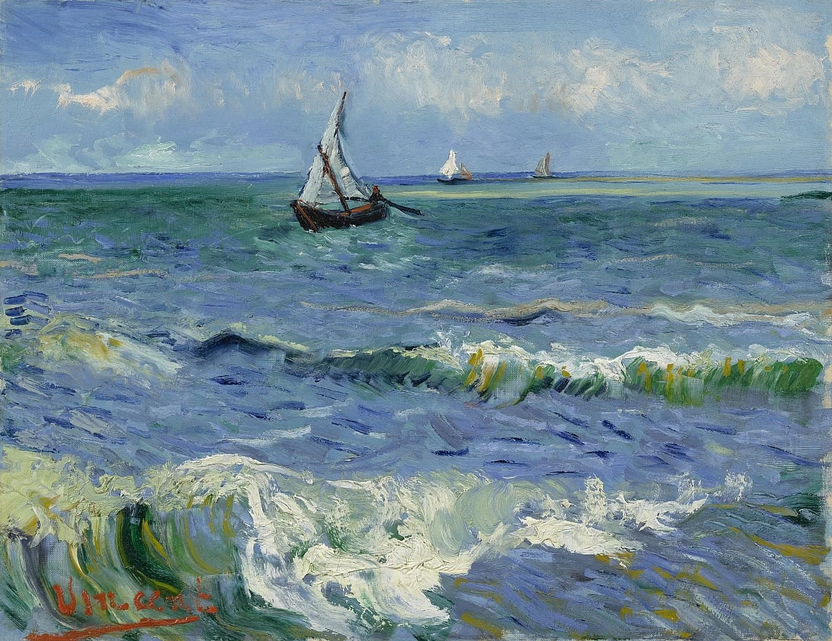  300-Vincent van Gogh-Vista sul mare vicino a Saintes-Maries-de-la-Mer , 1888